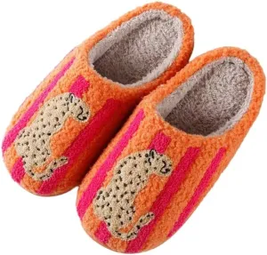 Women's Plush Heart Love Slippers - Blue Eyes Mushroom Cat Ears Retro Memory Foam Soft Plush Home Shoes