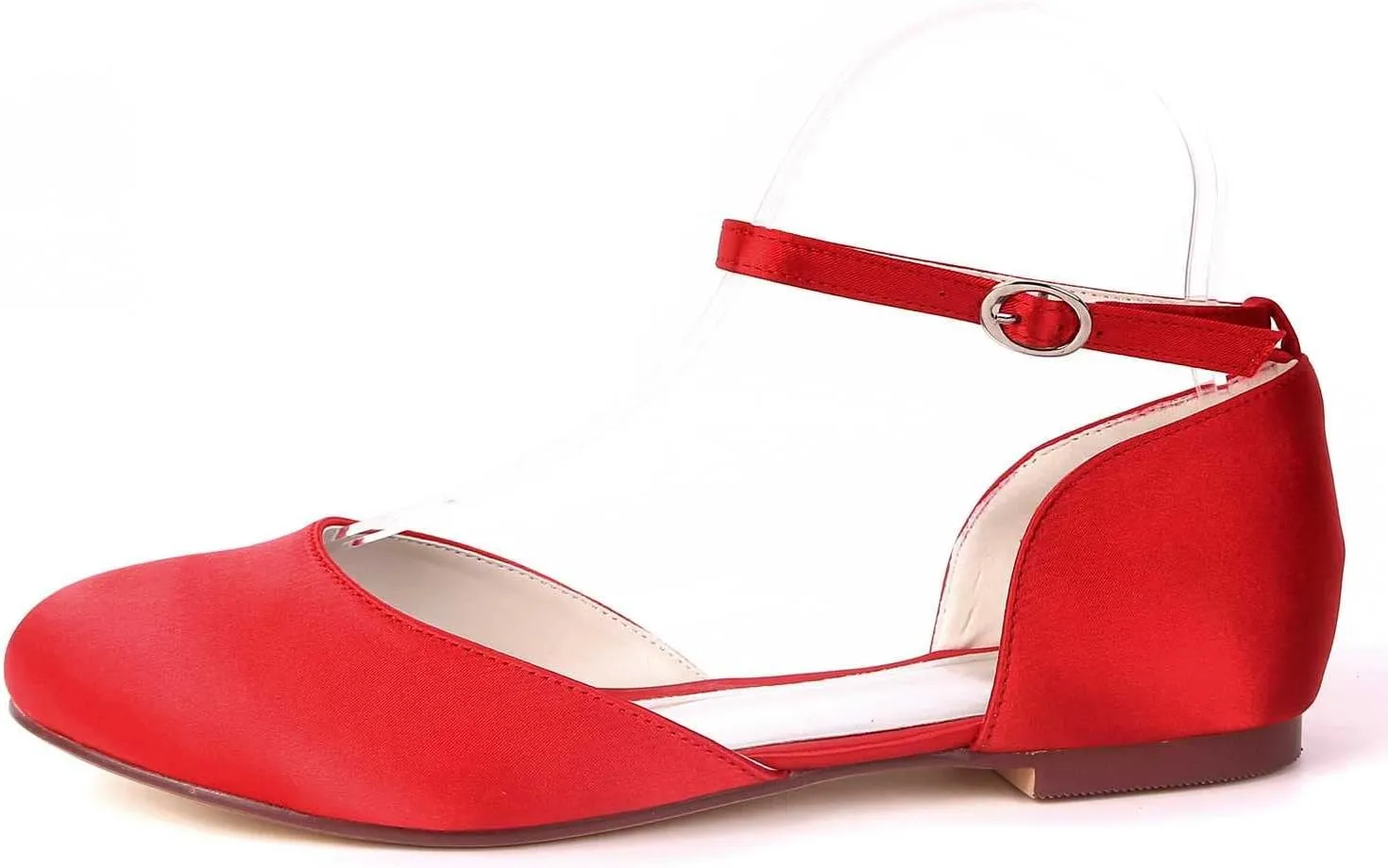 Women's Round Toe Satin Ballet Flats Buckled Low-Profile Comfortable Dress Shoes for Walking & Everyday Wear