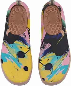 Women's Slip On Sneakers Casual Loafers Knitted Art Painted Comfort Soft Walking Shoes Oil Painting