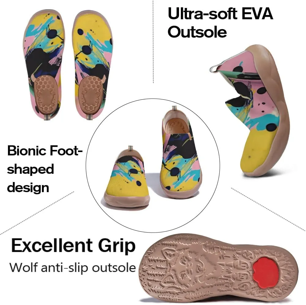 Women's Slip On Sneakers Casual Loafers Knitted Art Painted Comfort Soft Walking Shoes Oil Painting