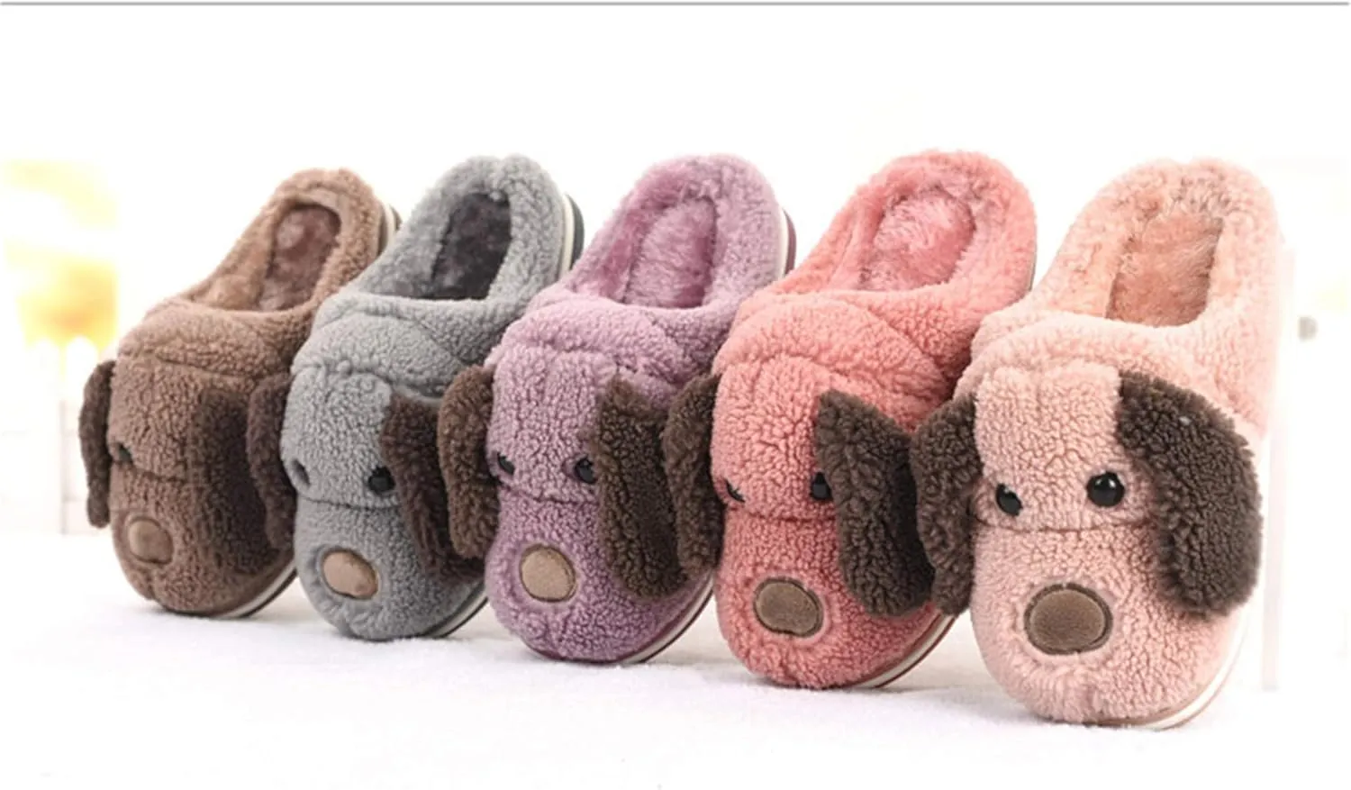 Women's Slippers Dog Animal Slippers Cartoon Plush Slippers Winter Warm Slippers Home Slippers