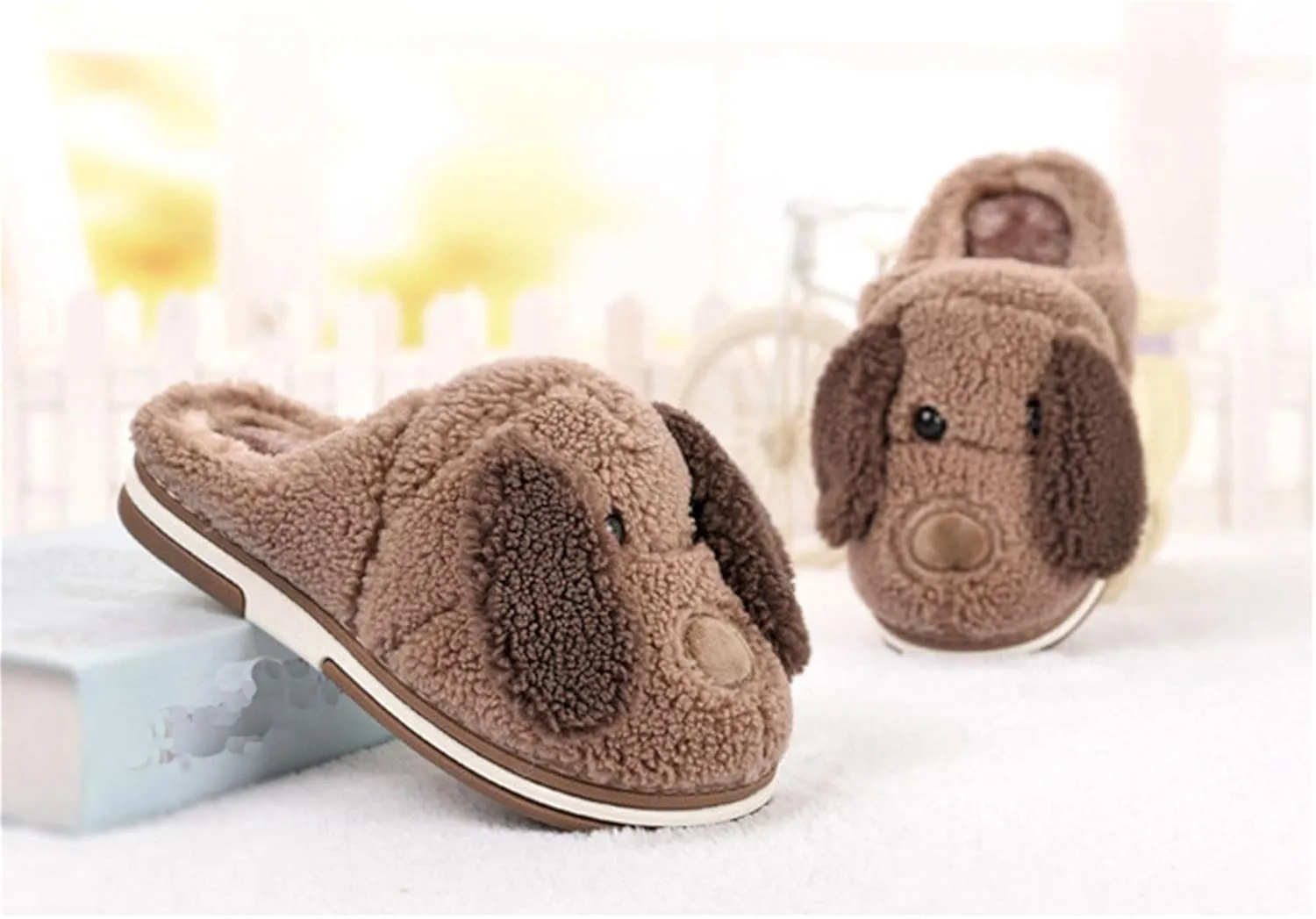 Women's Slippers Dog Animal Slippers Cartoon Plush Slippers Winter Warm Slippers Home Slippers