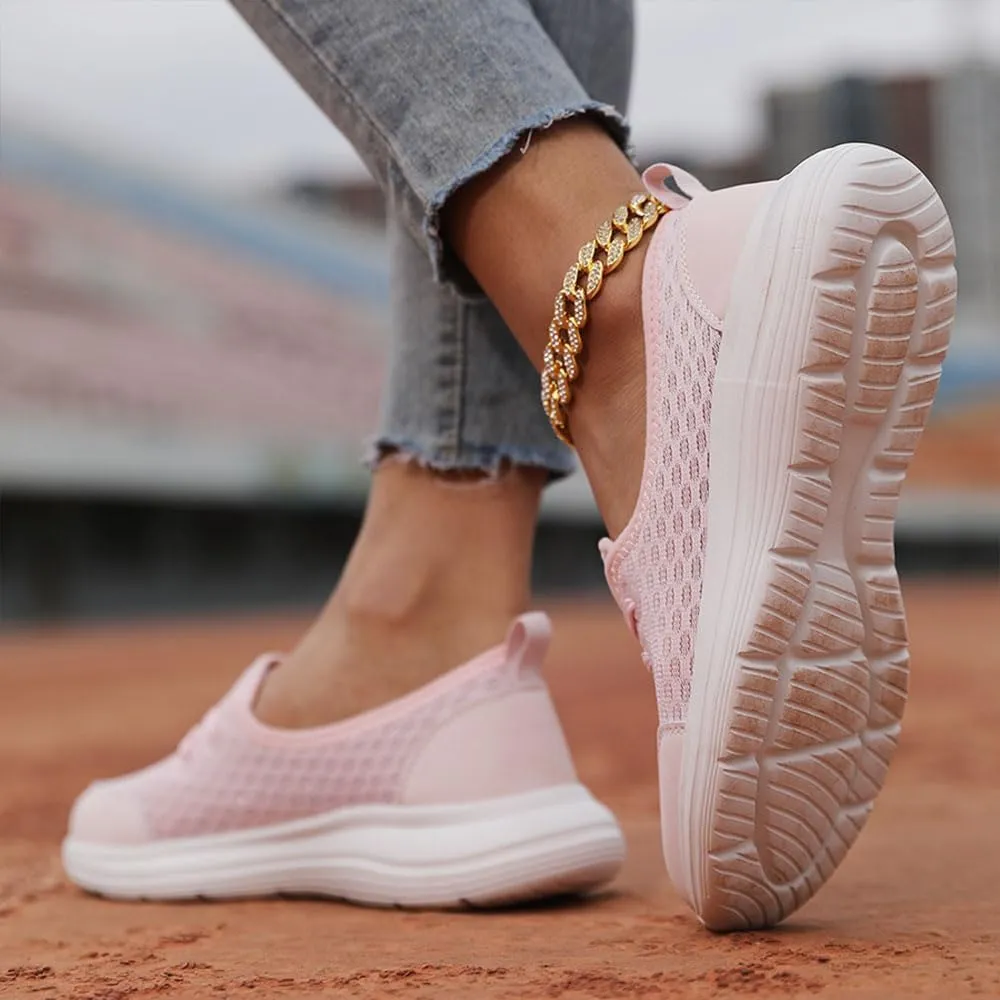 Women's Soft Sole Mesh Comfort Orthopedic Shoes, Non Slip Low Top Casual Shoe