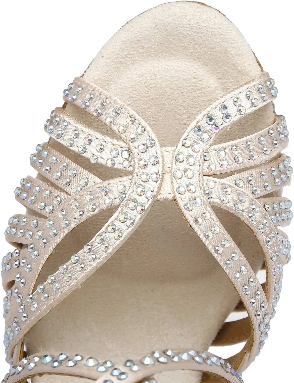 Women's Suede Sole Rhinestone Ballroom Dance Shoes Latin Salsa Glitter Performance Dance Shoes