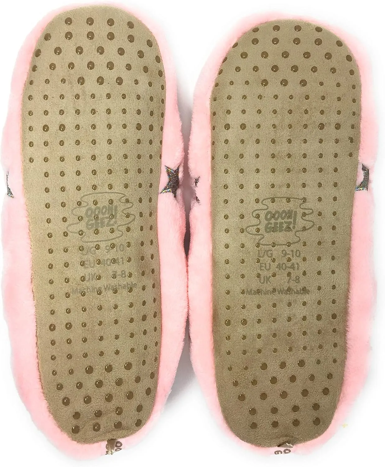 Women’s The Starz Plush Slippers, Cute Fuzzy Sherpa Slippers, Glitter and Stars House Indoor Shoes