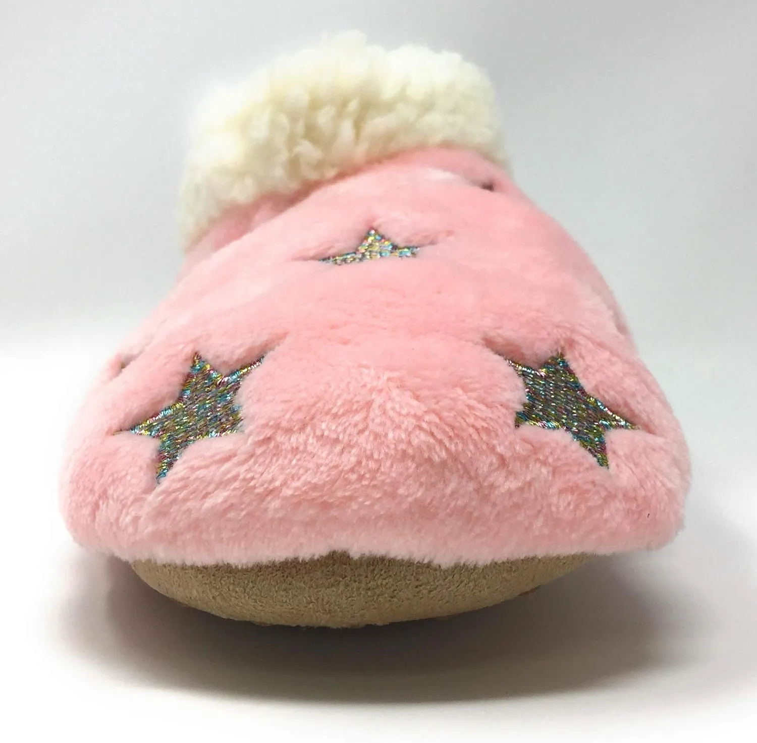 Women’s The Starz Plush Slippers, Cute Fuzzy Sherpa Slippers, Glitter and Stars House Indoor Shoes