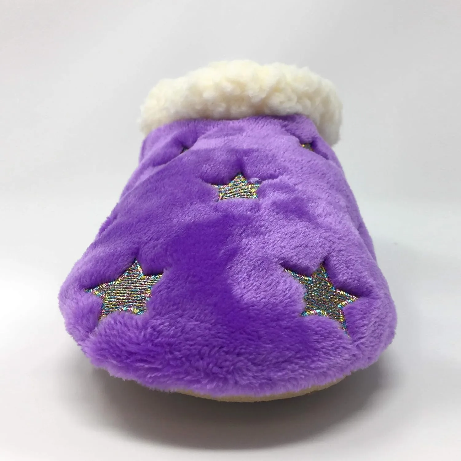 Women’s The Starz Plush Slippers, Cute Fuzzy Sherpa Slippers, Glitter and Stars House Indoor Shoes