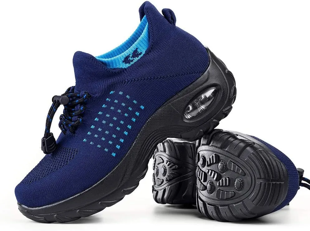 Women's Walking Shoes Sock Sneakers - Mesh Slip On Air Cushion Lady Girls Modern Jazz Dance Easy Shoes Platform Loafers