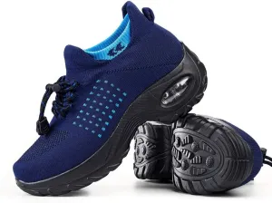 Women's Walking Shoes Sock Sneakers - Mesh Slip On Air Cushion Lady Girls Modern Jazz Dance Easy Shoes Platform Loafers