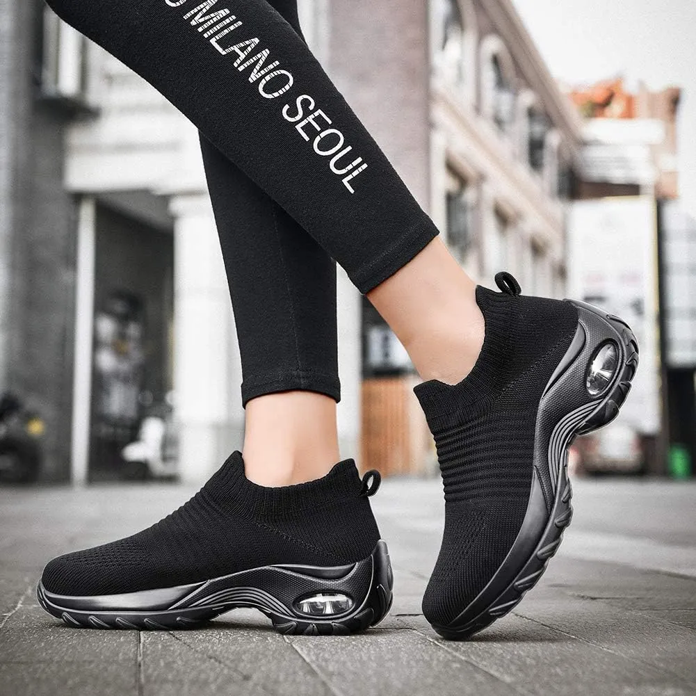 Women's Walking Shoes Sock Sneakers - Mesh Slip On Air Cushion Lady Girls Modern Jazz Dance Easy Shoes Platform Loafers