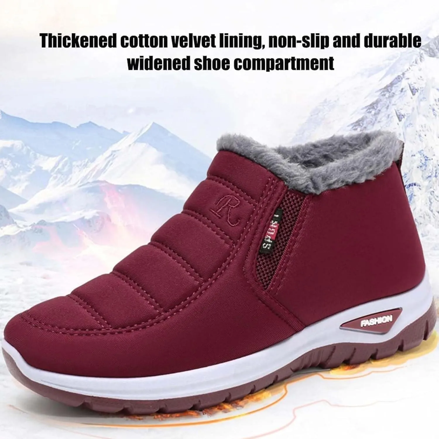 Women's Warm Sheepskin-Lined Boots, Comfortable Orthopedic Shoe for Women, Easy Wear Thermal Walking Booties