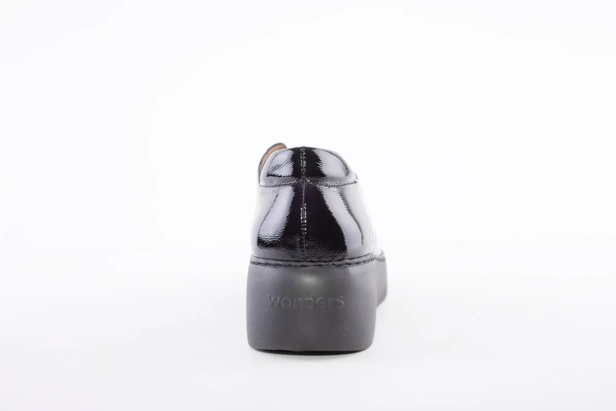 WONDERS - A-8334 SLIP-ON WEDGE SHOE - BLACK PATENT