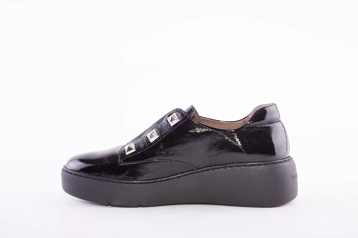 WONDERS - A-8334 SLIP-ON WEDGE SHOE - BLACK PATENT