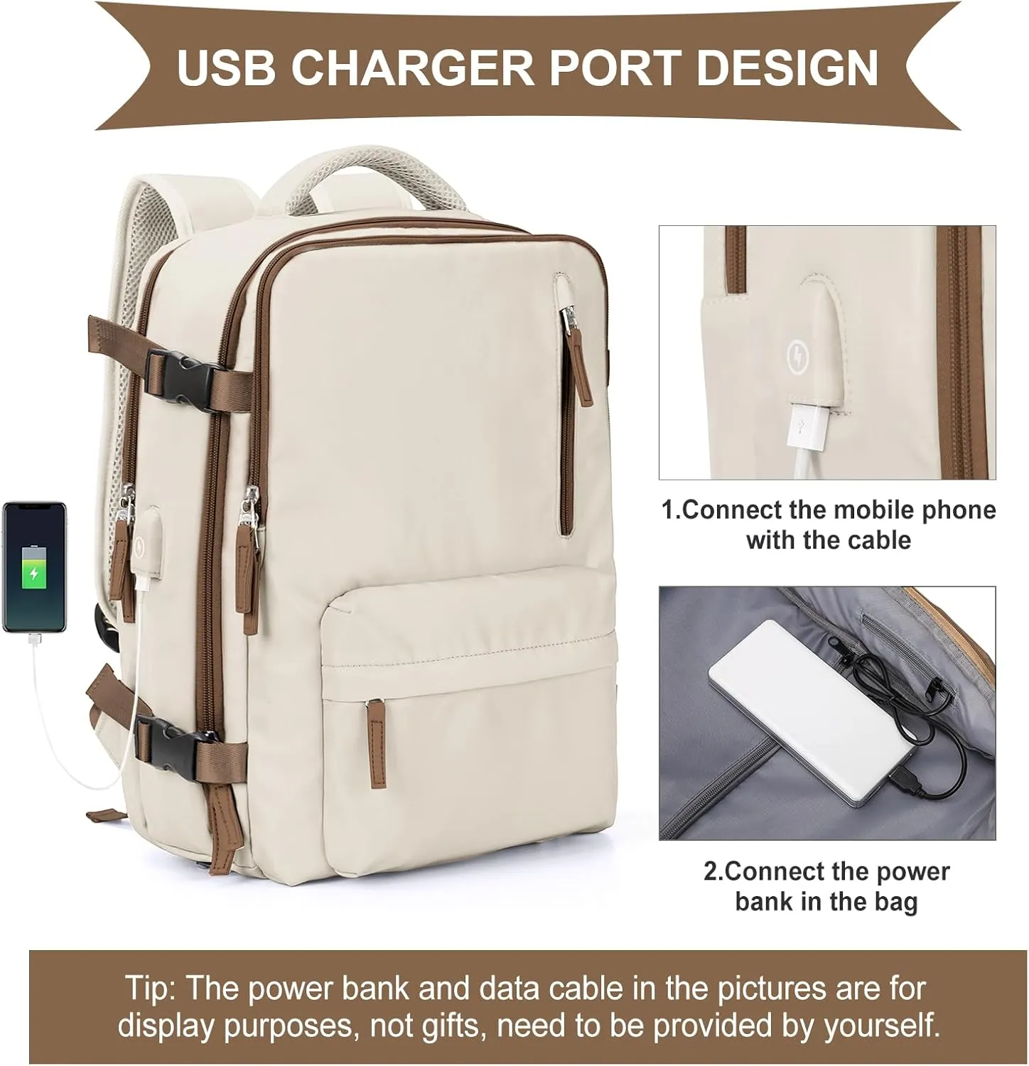 WONHOX Large Travel Backpack Carry on Flight Approved Laptop Work Business Backpack for Women Men Mochila de Viaje