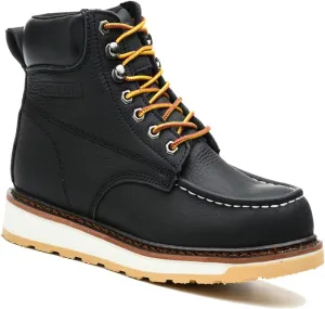 Work Boots for Men, 6" Soft Toe Wedge Sole Waterproof Safety Boots, Comfortable Construction Work Safety Shoes
