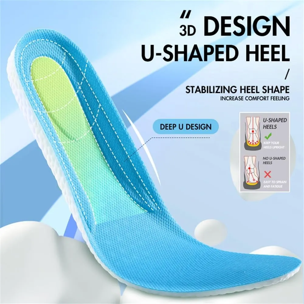 XINIFOOT 3 Pairs Breathable Shock Absorption Sport Shoe Insoles for Men&Women Elastic Soft Running Shoes Pad Replacement Insole (XL Men 10.5-12 / Women 13-14.5)