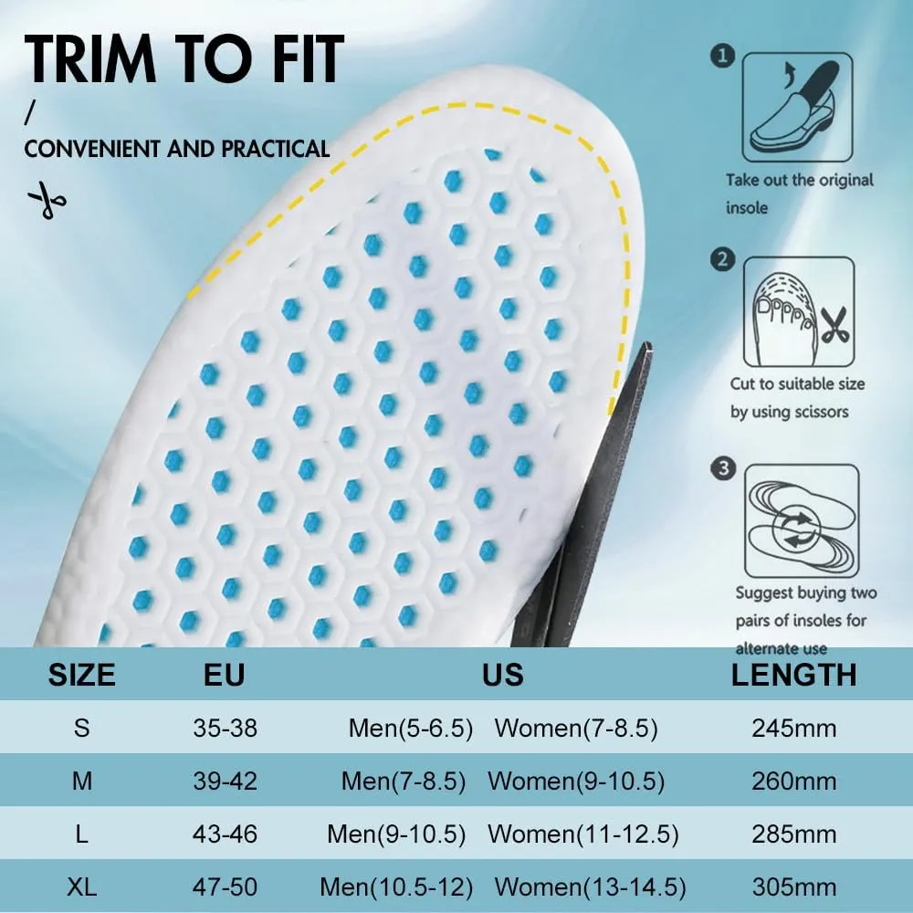 XINIFOOT 3 Pairs Breathable Shock Absorption Sport Shoe Insoles for Men&Women Elastic Soft Running Shoes Pad Replacement Insole (XL Men 10.5-12 / Women 13-14.5)