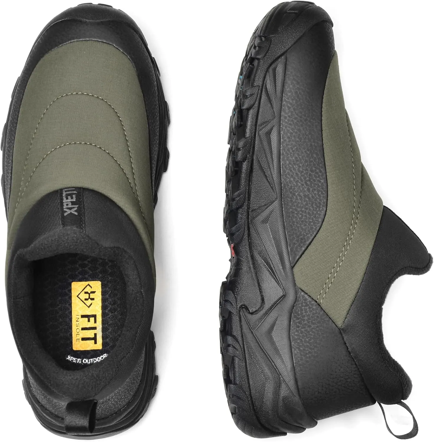 XPETI Winter Snow Casual Slip-on Loafers for Men Cocoon moc Waterproof Jungle Hiking Shoe,Easy Wear on/Off