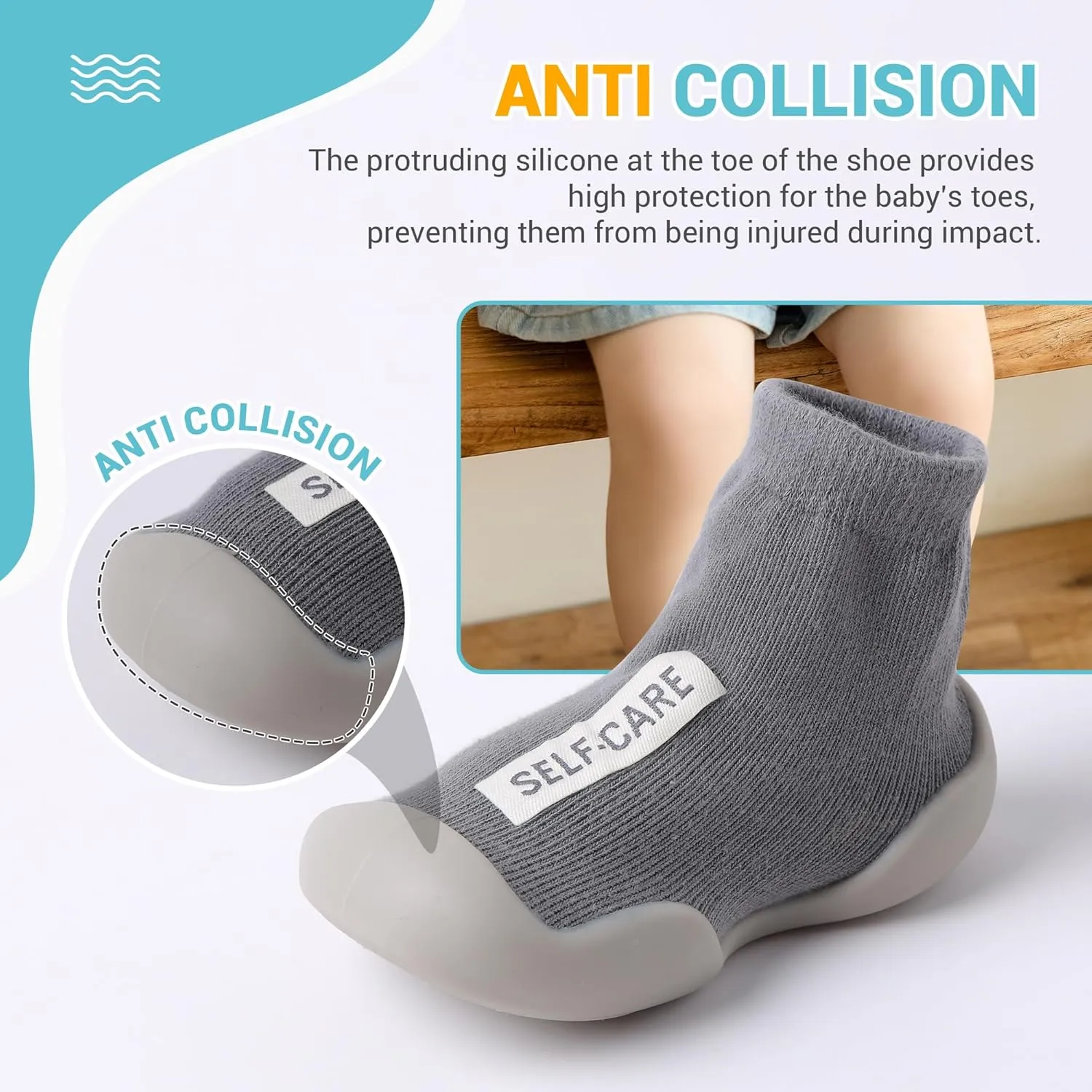 XQ&XG Baby Shoes Toddler First Walker Shoes Baby Boys Girls Floor Slippers Indoor Outdoor Non Slip Soft Rubber Sole Infant Sock Shoes Breathable Shoes Unisex Cartoon Slip On Sneakers
