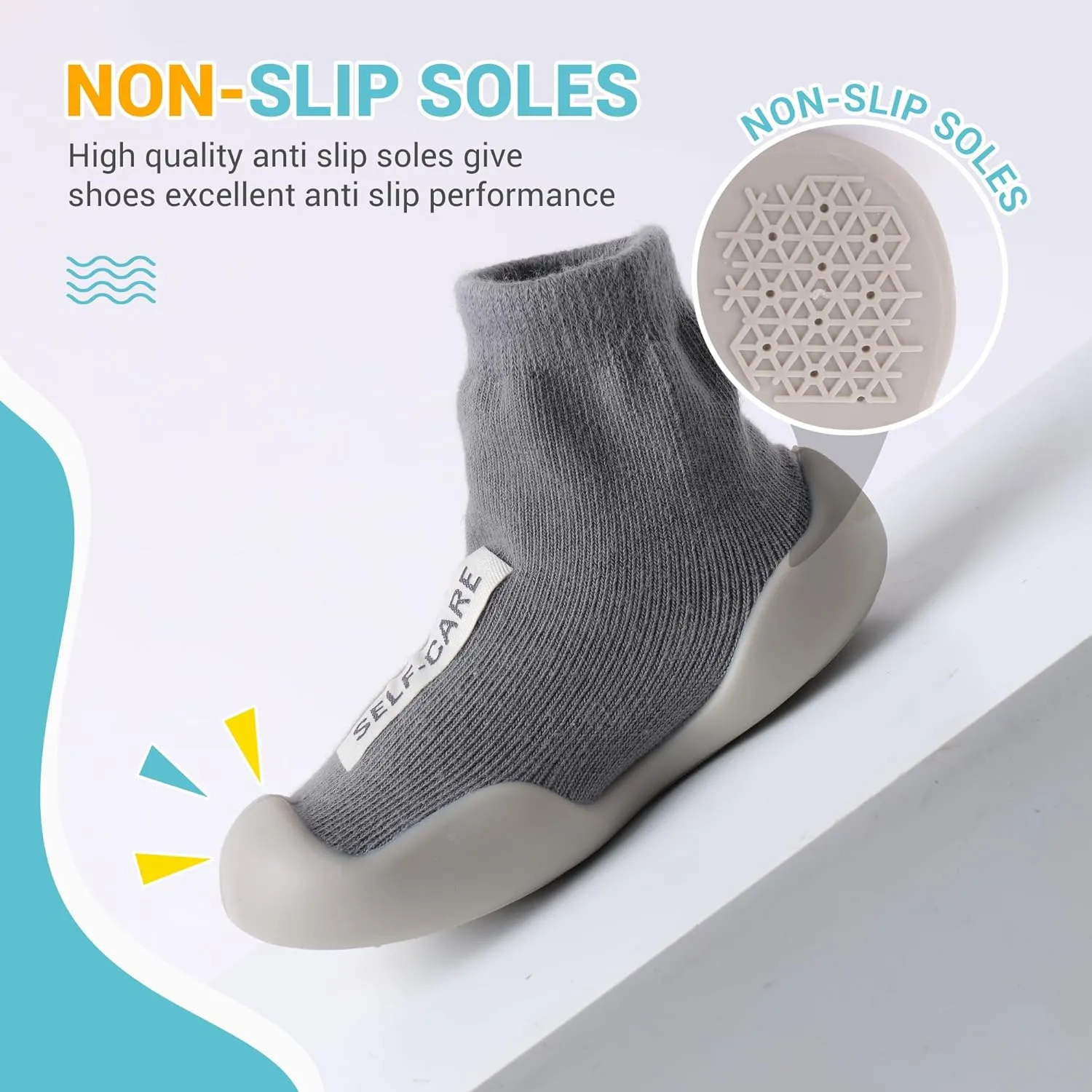 XQ&XG Baby Shoes Toddler First Walker Shoes Baby Boys Girls Floor Slippers Indoor Outdoor Non Slip Soft Rubber Sole Infant Sock Shoes Breathable Shoes Unisex Cartoon Slip On Sneakers