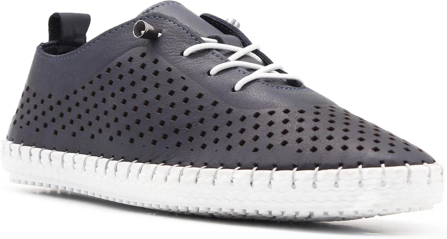Yalova Women's Elastic Slip-On Shoes – Soft Perforated Leather, Handstitched Summer Shoe | Made in Turkey |