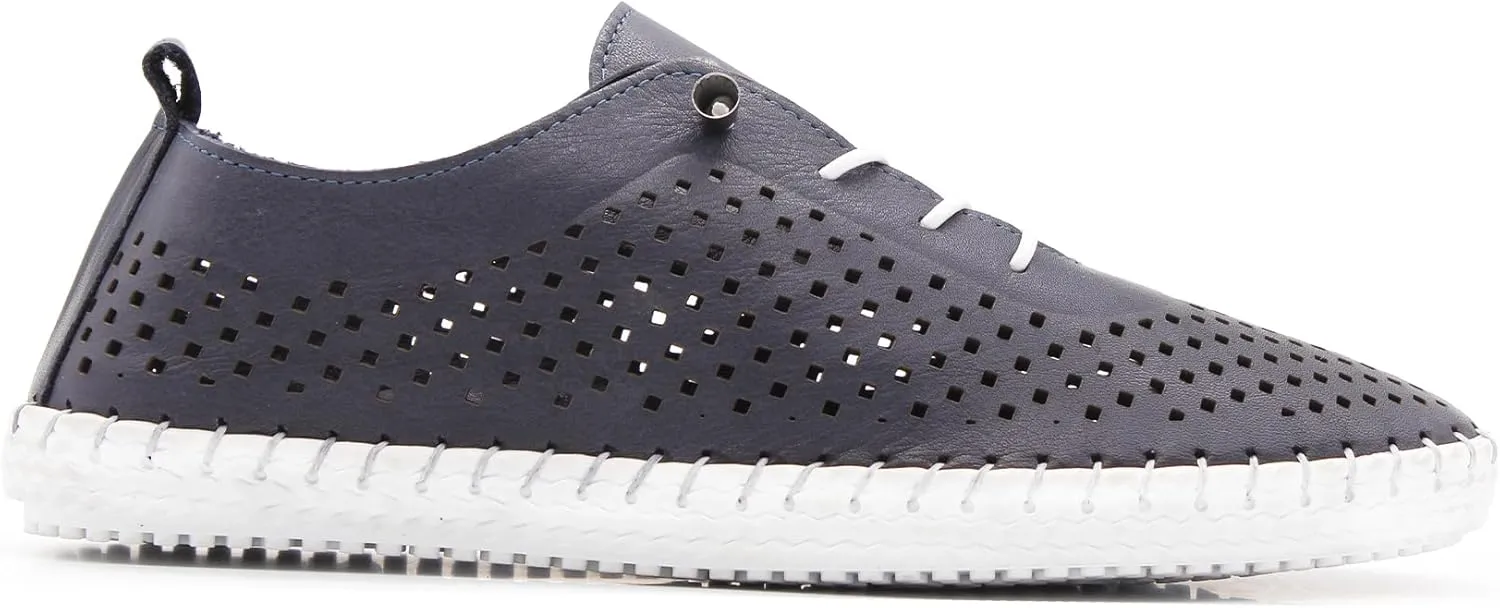 Yalova Women's Elastic Slip-On Shoes – Soft Perforated Leather, Handstitched Summer Shoe | Made in Turkey |