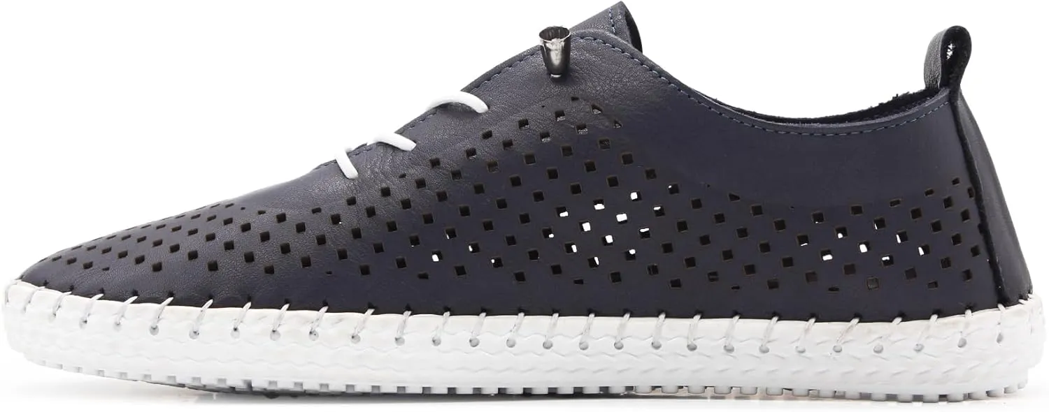 Yalova Women's Elastic Slip-On Shoes – Soft Perforated Leather, Handstitched Summer Shoe | Made in Turkey |