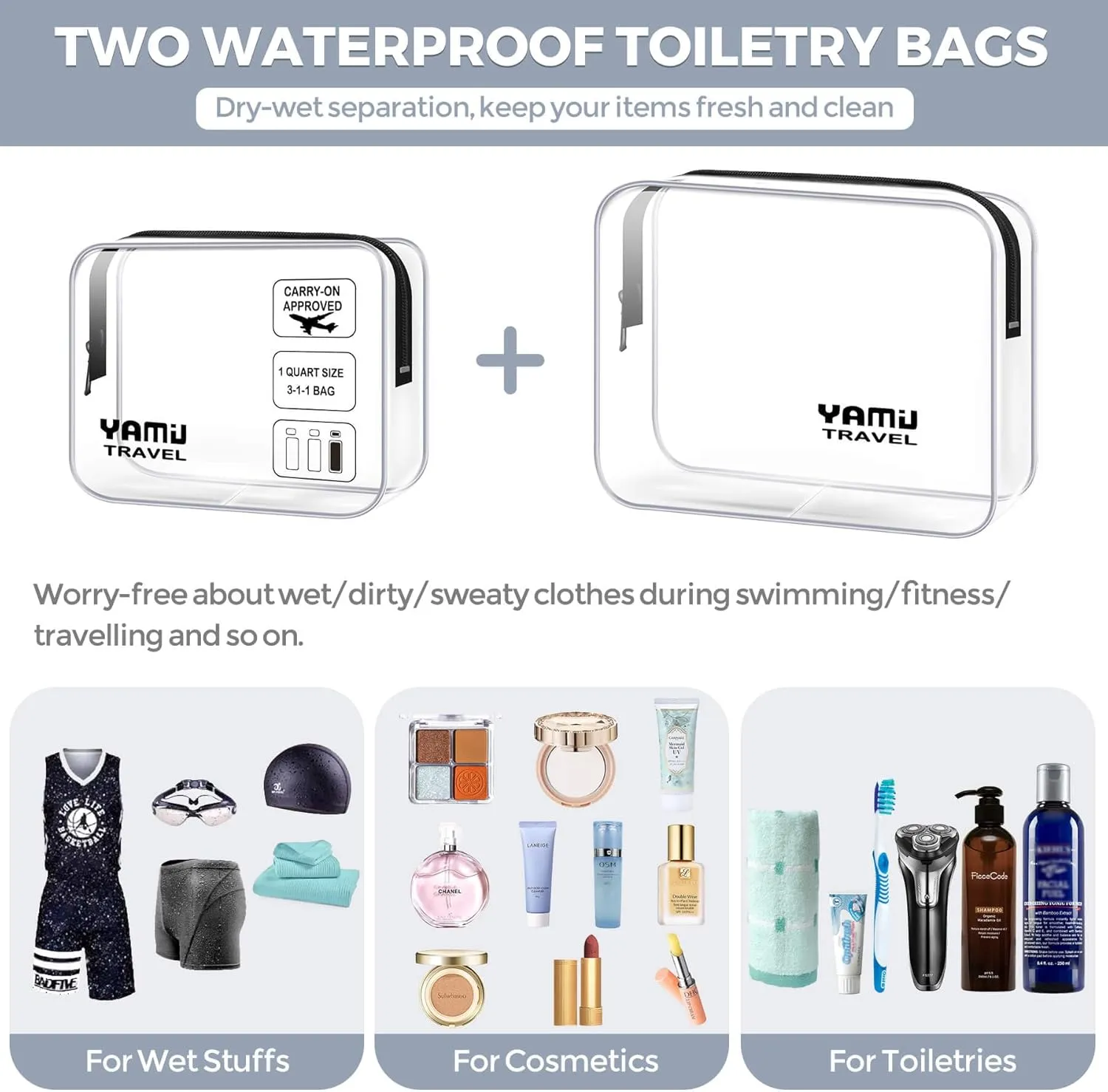 YAMIU Packing Cubes for Suitcases, 7 Pcs luggage organizer bags with Shoe Bag, 2 Waterproof Travel Toiletry Bags, Travel Cubes for Travel Essentials Travel Accessories