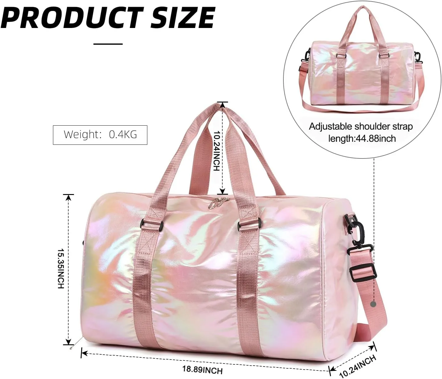 Yaopeing Gym Bag with Shoes Compartment,Sports Duffle Bag for Women,Waterproof Travel Gym Tote Bags for Swimming,Yoga,Fitness,Camping,Pink