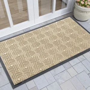 Yimobra Door Mat, Outdoor Indoor Entrance Welcome Mat, Heavy Entry Front Door Mat, Stain & Fade Resistant, Low Profile, Sturdy Rubber, Easy Clean Patio Floor Mat, Waterproof, 47 x 24, Beige