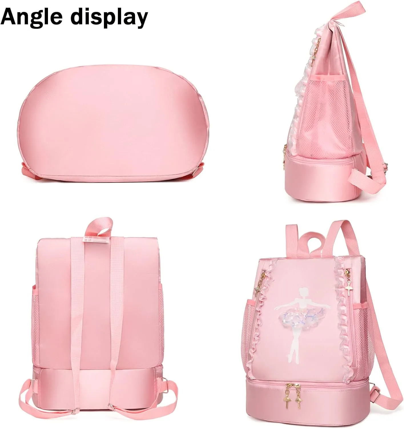Yitengteng Ballet Dance Backpack with Separate Shoe Compartment,Little Girls Ballerina Bag for Dance Toddler Bag Gymnastics Latin Dance Yoga Tap Dance Jazz Storage Bag (Pink)