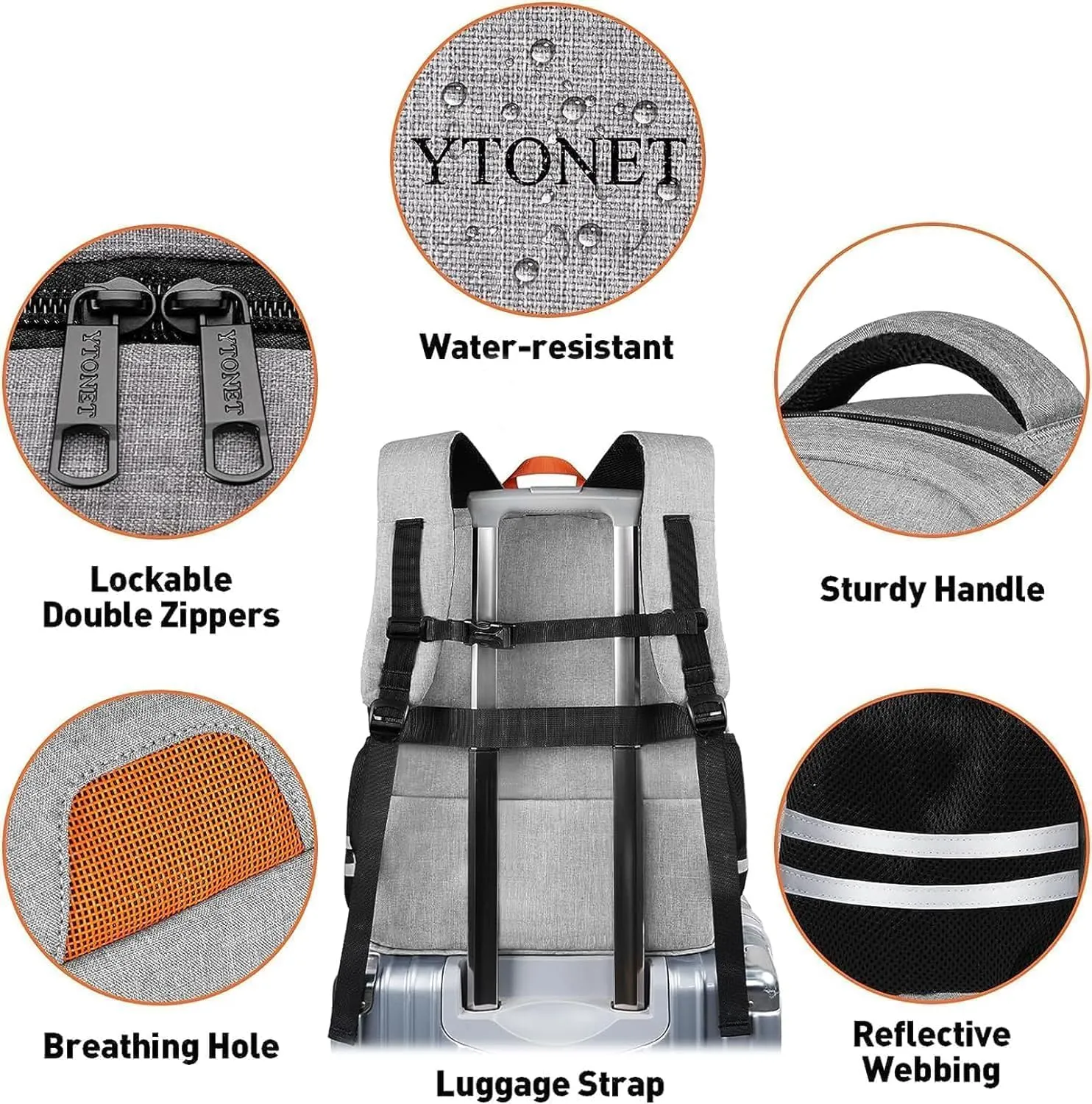 Ytonet Gym Backpack for Men Women, Gym Bags for Men Travel Laptop Backpack with USB Port, Water Resistant Sports Bag Fit 17.3 Inch Laptop, Travel, Workout, Grey