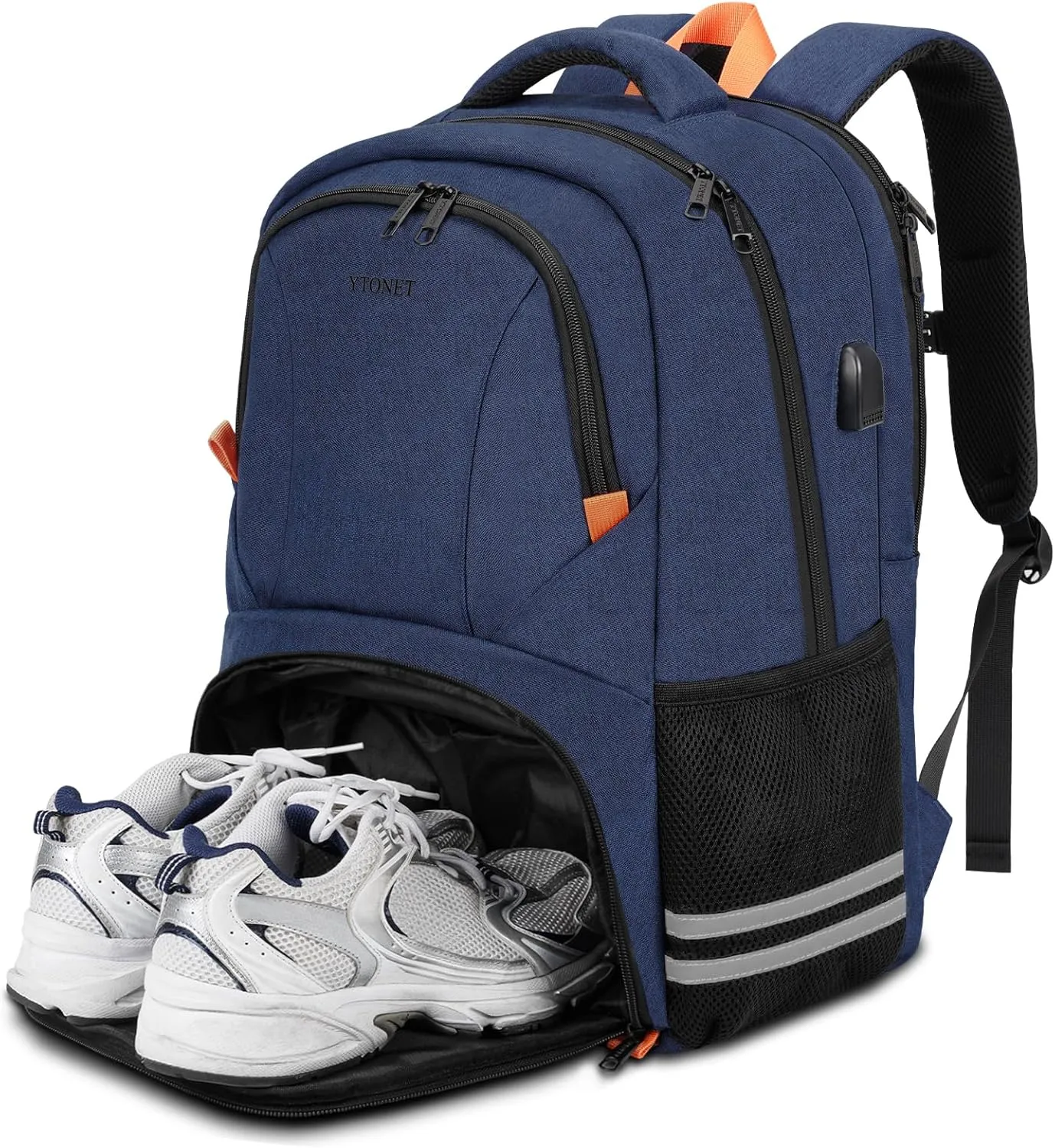 Ytonet Gym Backpack for Men Women, Travel Backpack with USB Charging Port, Lightweight Water Resistant Workout Gym Bag Fit 17.3 Inch Laptop, Sports, Camping, Hiking, Dark Blue