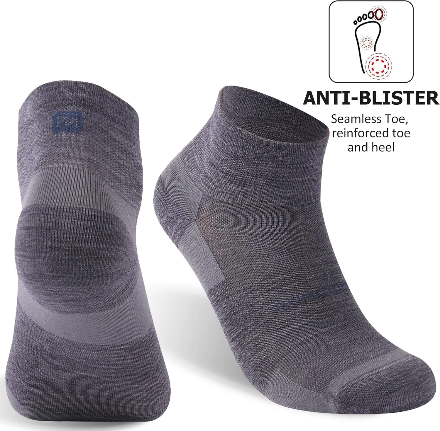 ZEAL WOOD Merino Wool Ankle Athletic Socks Low Cut Running Golf Tennis Hiking Socks Quarter 3 Pairs