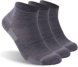 ZEAL WOOD Merino Wool Ankle Athletic Socks Low Cut Running Golf Tennis Hiking Socks Quarter 3 Pairs