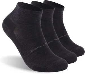 ZEAL WOOD Merino Wool Ankle Athletic Socks Low Cut Running Golf Tennis Hiking Socks Quarter 3 Pairs