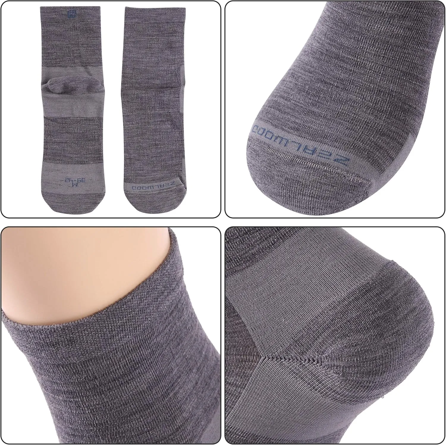 ZEAL WOOD Merino Wool Ankle Athletic Socks Low Cut Running Golf Tennis Hiking Socks Quarter 3 Pairs
