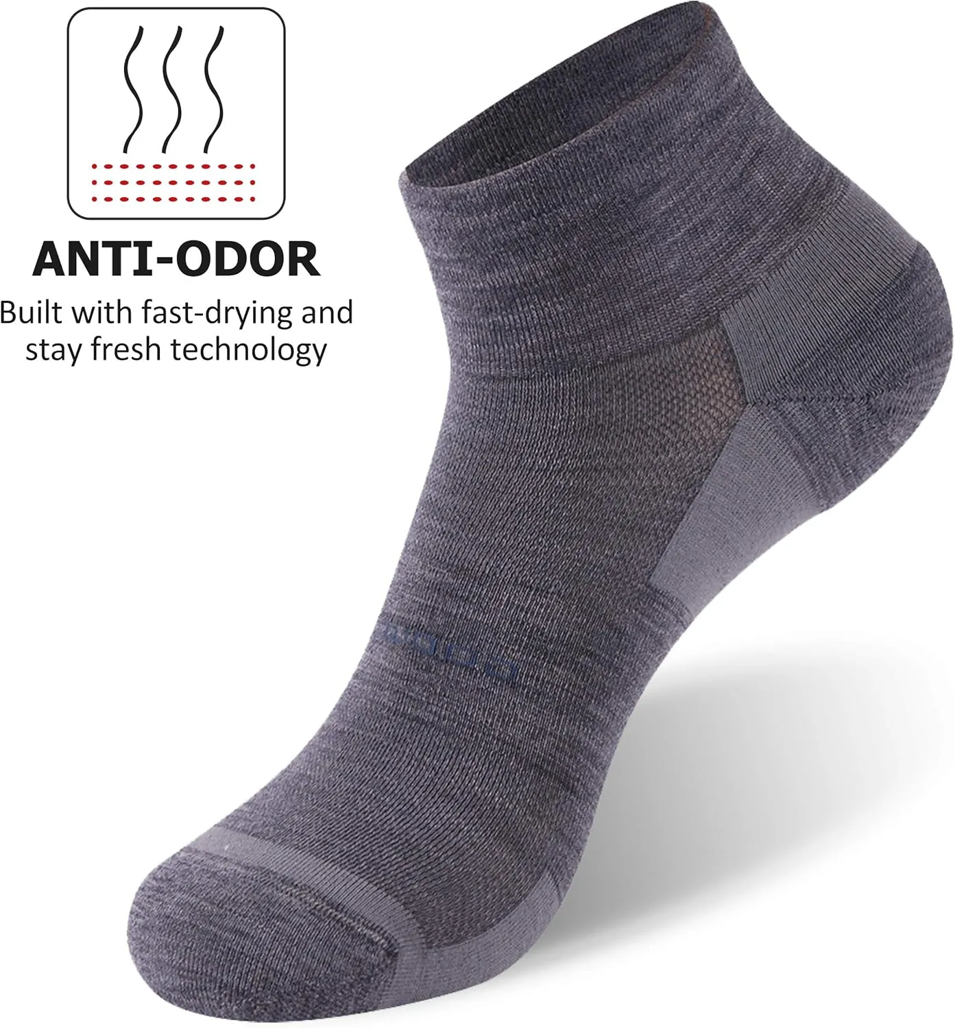 ZEAL WOOD Merino Wool Ankle Athletic Socks Low Cut Running Golf Tennis Hiking Socks Quarter 3 Pairs