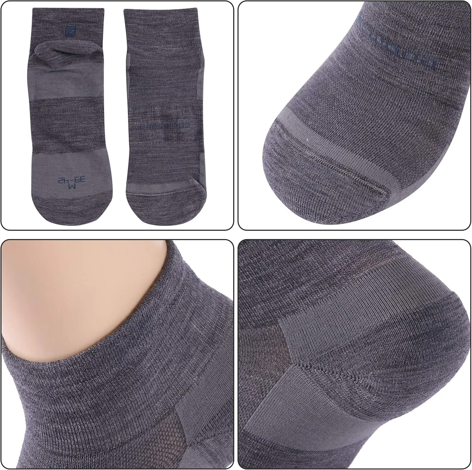 ZEAL WOOD Merino Wool Ankle Athletic Socks Low Cut Running Golf Tennis Hiking Socks Quarter 3 Pairs