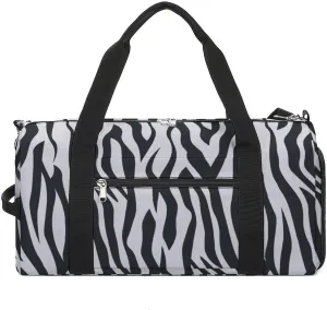Zebra Print Sport Gym Duffle Travel Bag with Shoe Compartment,Wet Pocket for Men And Women