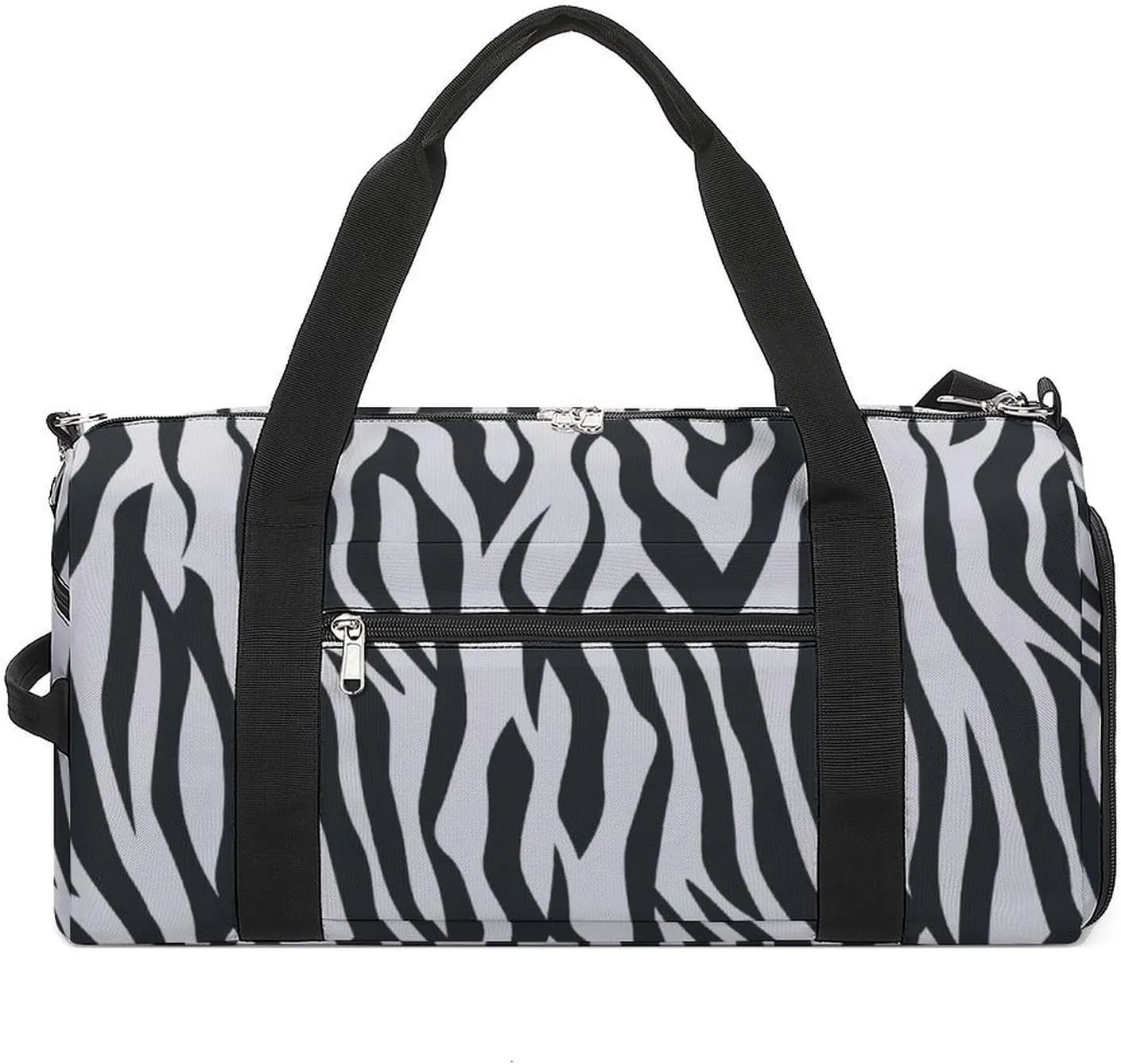 Zebra Print Sport Gym Duffle Travel Bag with Shoe Compartment,Wet Pocket for Men And Women