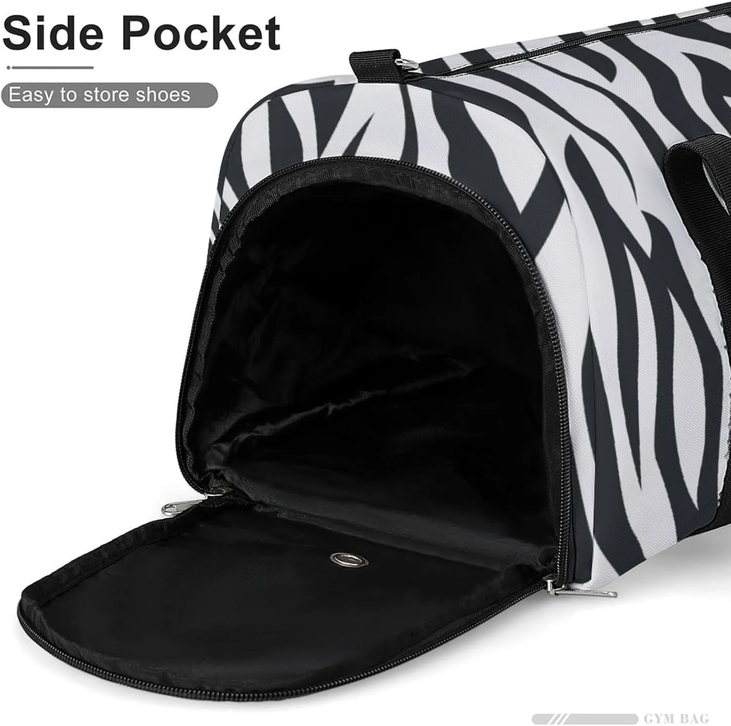 Zebra Print Sport Gym Duffle Travel Bag with Shoe Compartment,Wet Pocket for Men And Women